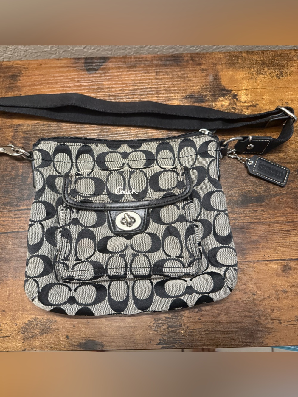 Coach Penelope Black and Gray Crossbody Bag